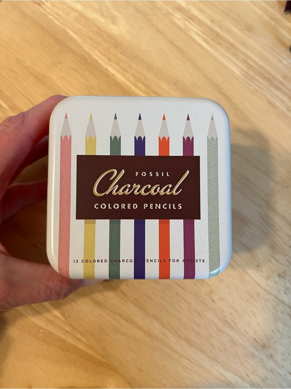 Fossil Charcoal Colored Pencils Watch Tin